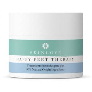 Tarro de crema Skin Love Happy Feet Therapy, tratamiento intensivo reparador para pies con ingredientes naturales